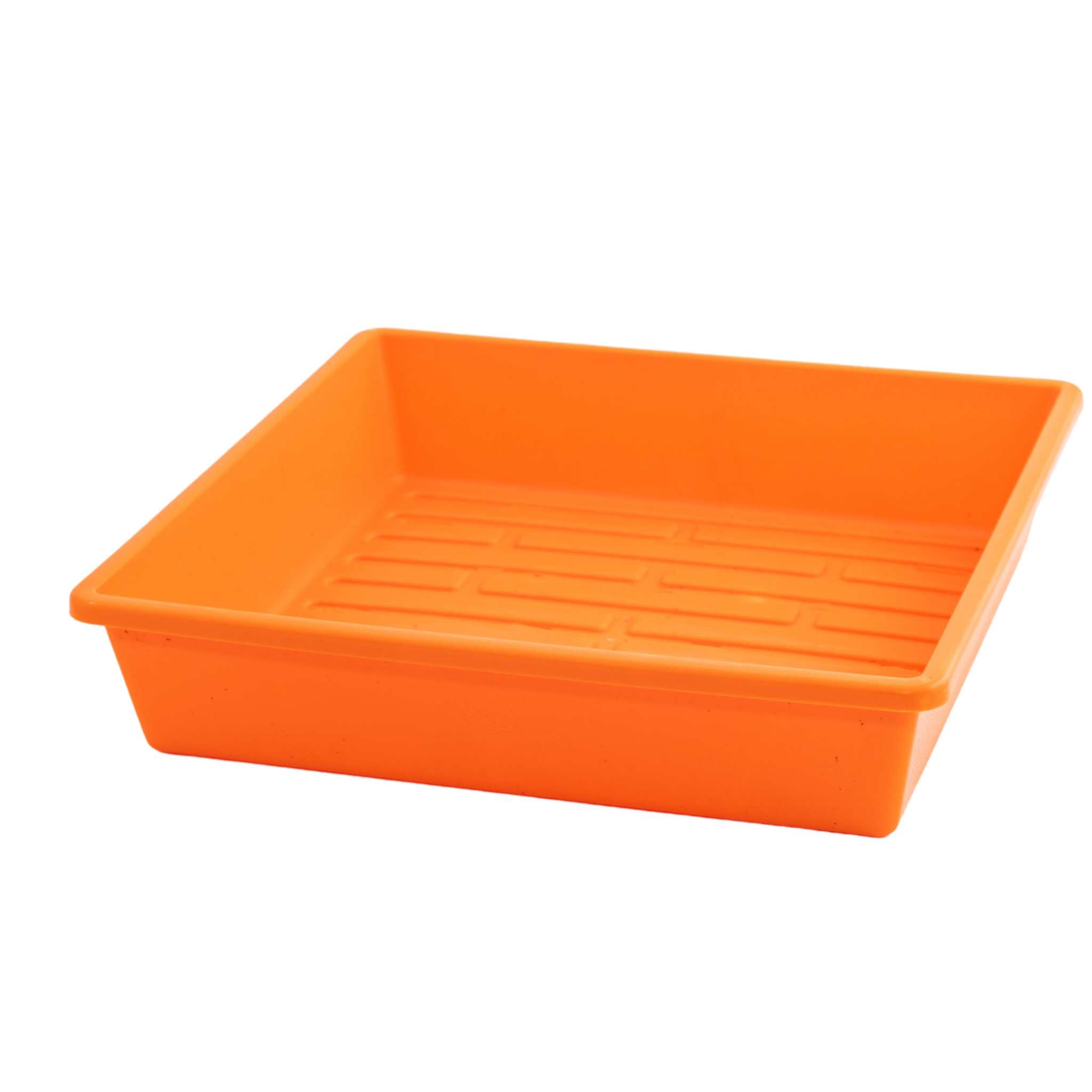 Orange plastic seed tray on a white background